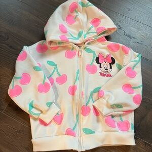 Zara Minnie Mouse Cherry Hoodie - Pink and White